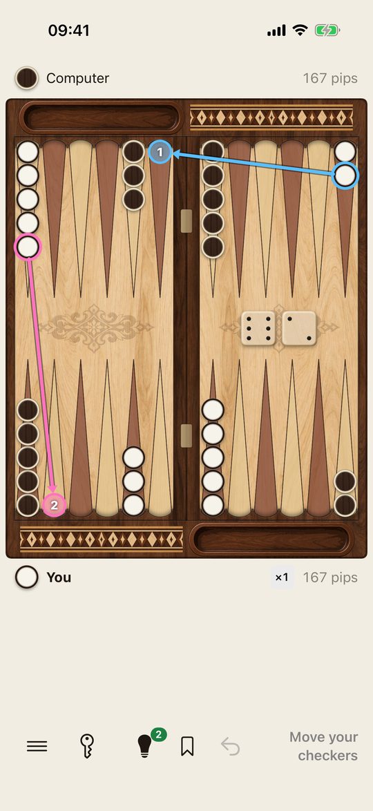 Backgammon: Fair Dice & Nardy app interface